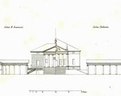 Palladio Villa Badoer 1842 Architectural Drawing, Facade, Ionic Columns Scamozzi