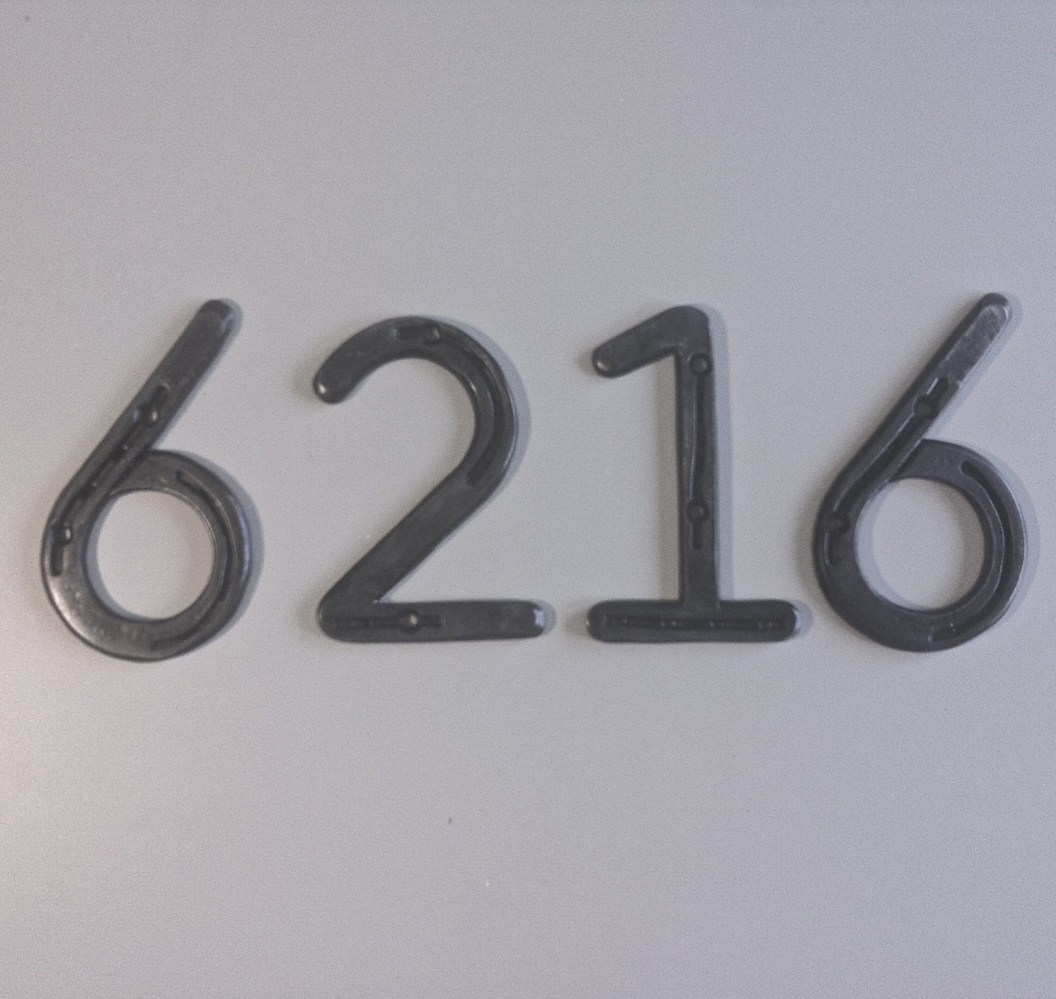 HORSESHOE house number 6, sizes from 5 - 10 inches tall,  MADE to ORDER
