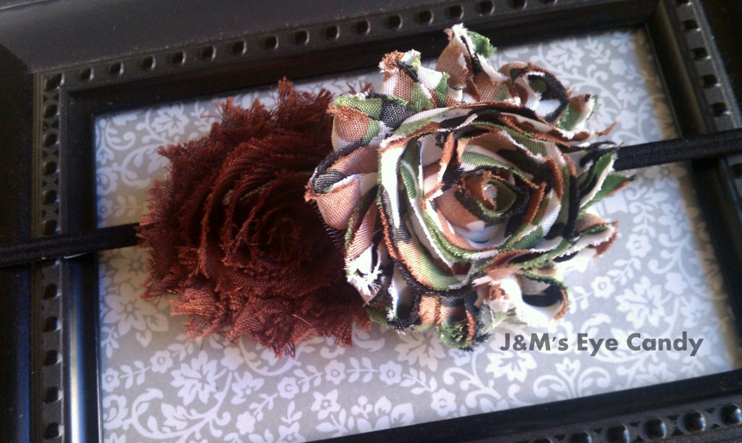 BRAVE-FREE SHIPPING-Duo Light Camo Shabby Flower-headband-clip