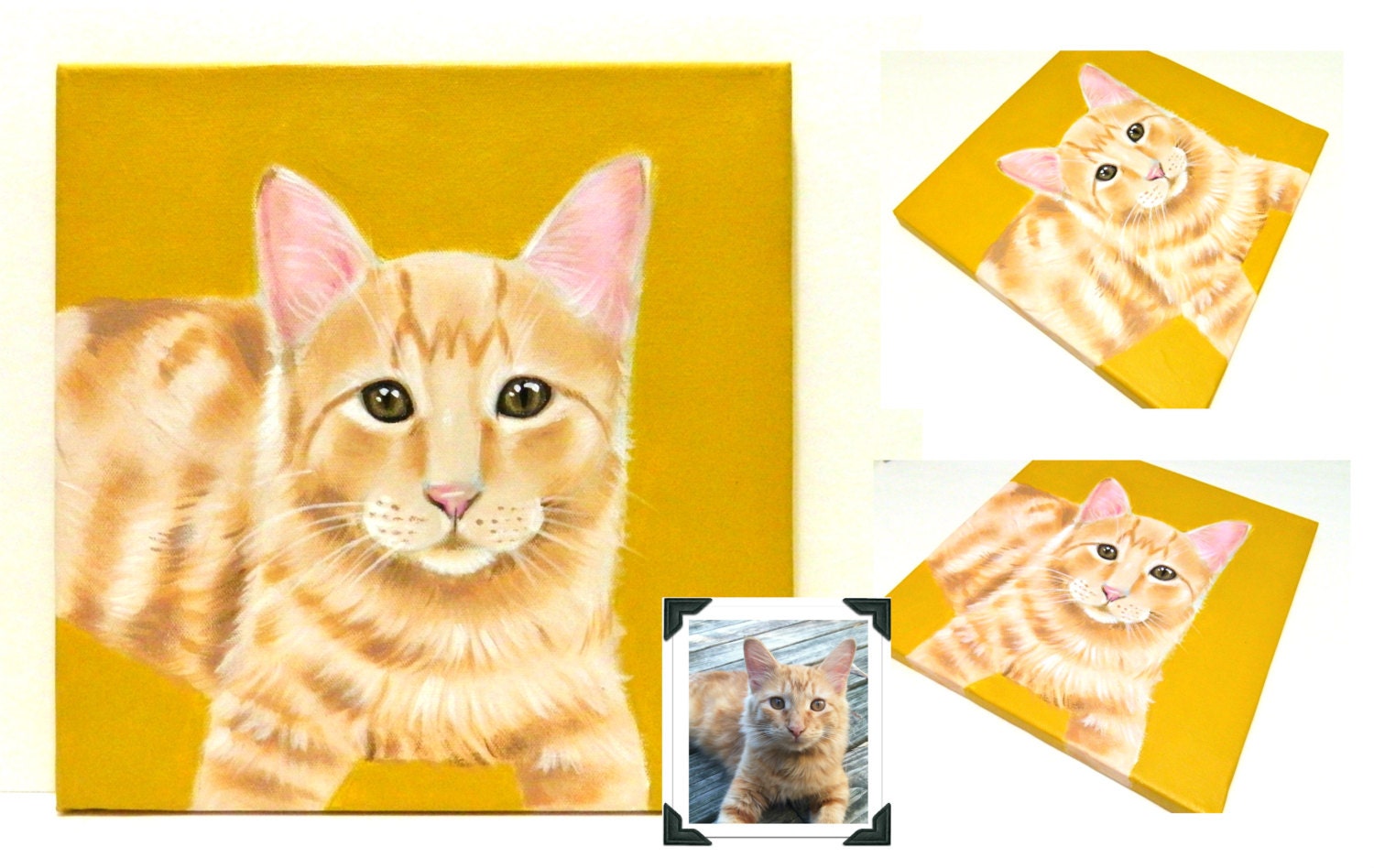 Custom Cat Portrait / Custom Pet Portrait - 1 Pet - Close-Up Solid background (12 x 12 x 0.75 inch)
