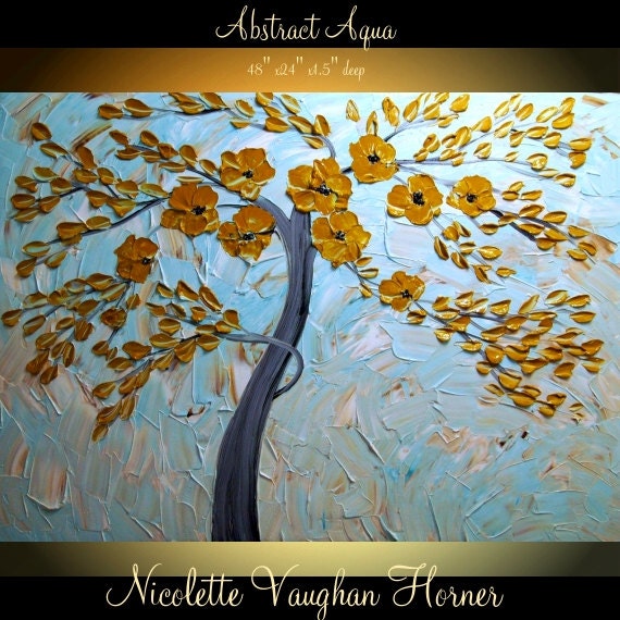 ORIGINAL HUGE Landscape Abstract  Trees Impasto Oil Painting Thick Texture Deep Gallery Fine Art -Nicolette Vaughan Horner