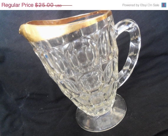 1950's Serving Pitcher Glass Collectible Vintage Home Decor Housewares Retro Dinnerware Tableware