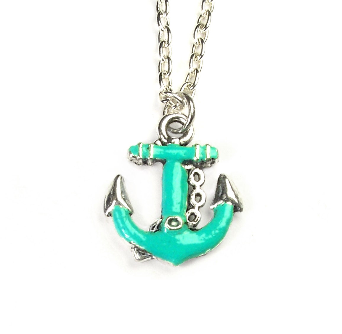 turquoise anchor necklace - anchor necklace - anchor jewelry - anchor pendant - turquoise necklace - turquoise jewelry - nautical jewelry -