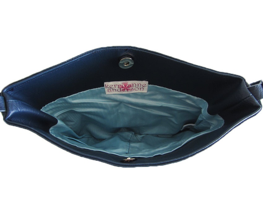 Navy Handbag Blue Small Faux Leather Tucked Shoulder Bag