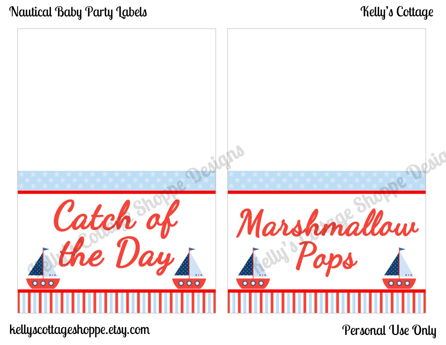 Printable Nautical Baby Shower Party Labels.... Food Tags, Place Cards, Party Signs, Instant Download Il_170x135
