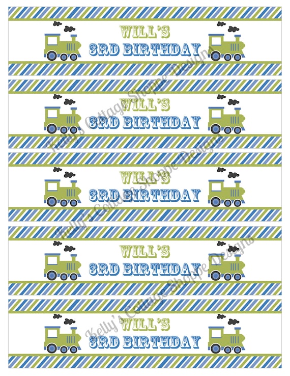 Vintage Train Birthday Party Water Bottle Wraps... Custom, Printable, Digital Il_570xn