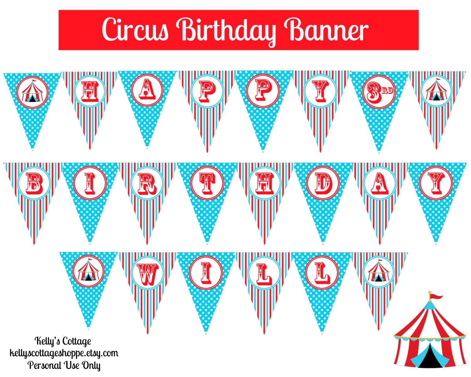 Custom, Printable Circus Birthday Banner Il_570xn