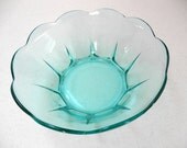 70s Blue Glass Bowl - Blue Glass Collection - Turquoise Blue Hues - 1970s Retro Home Decor