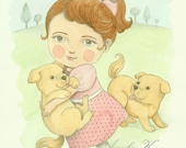 Watercolor Painting, Original Art, Nursery Decor, Children's Wall Art - Emma by Amalia K