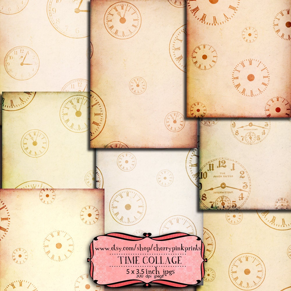 TIME CLOCKS Digital Collage Sheet steampunk Digital paper Download Scrapbooking Supplies for homecraft