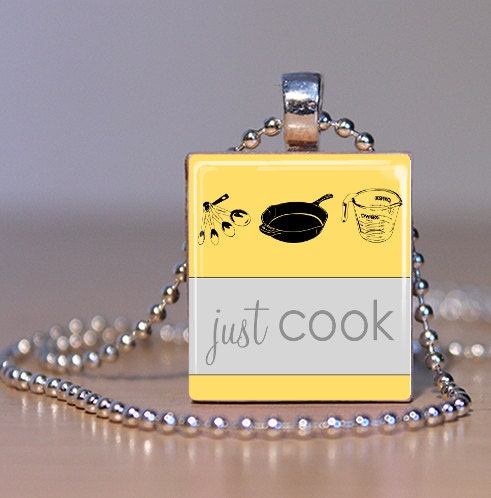 just COOK Scrabble Tile Pendant or Keychain