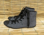 Vintage Black and White Fishbone Textile Sneakers Size EUR 38/ US Woman 7