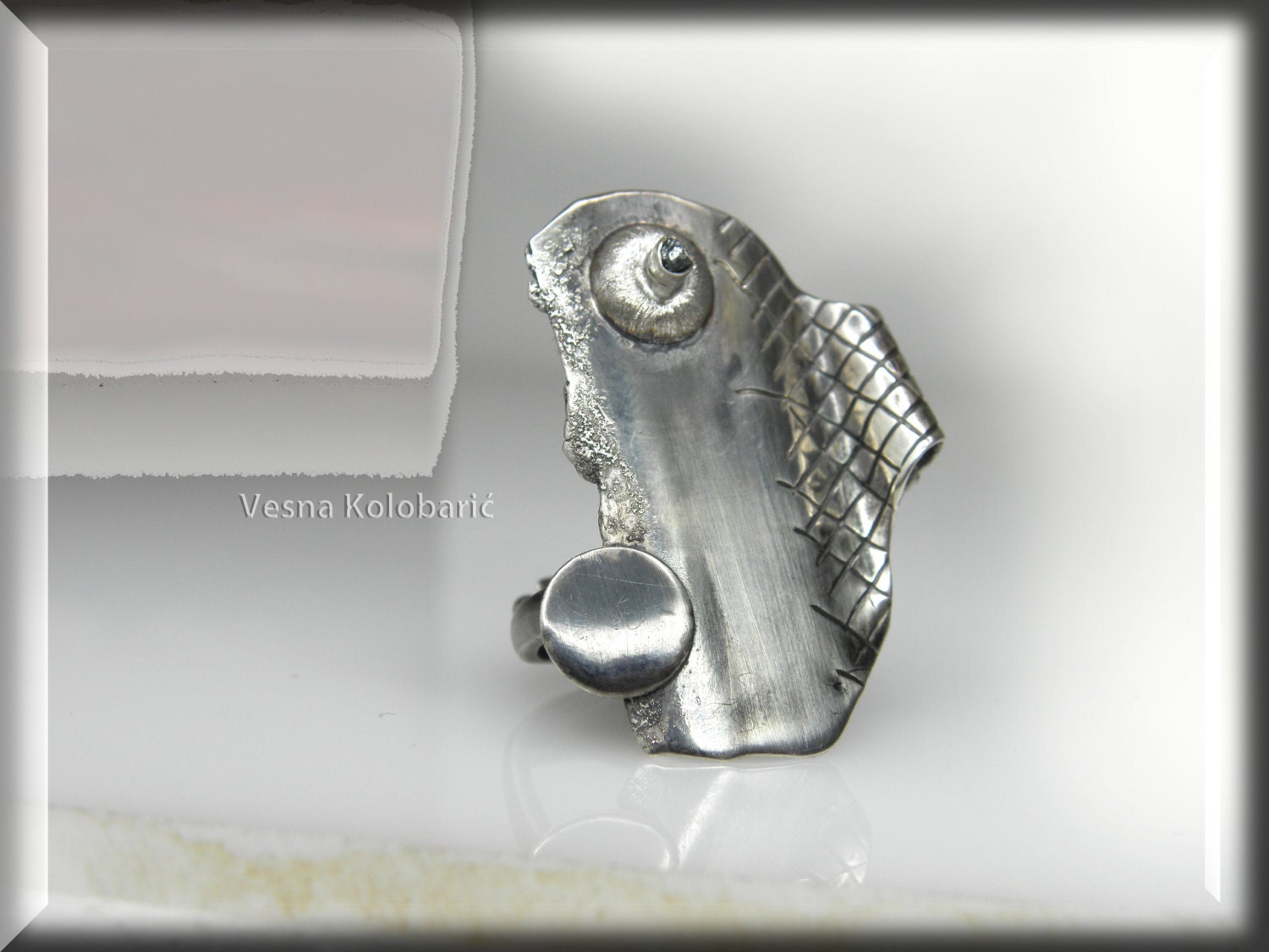sterling silver ring coctail oxidized designer artistic contemporary