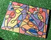 ACEO - Velveteen Dream - Abstract Metallic Glitter Design - Original Art OOAK ATC Small Art
