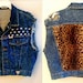 Large Guess brand Denim Cheetah Faux Fur Studded Vest