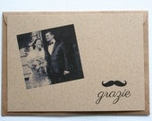 Photo thank you cards vintage style on recycled kraft - set of 60