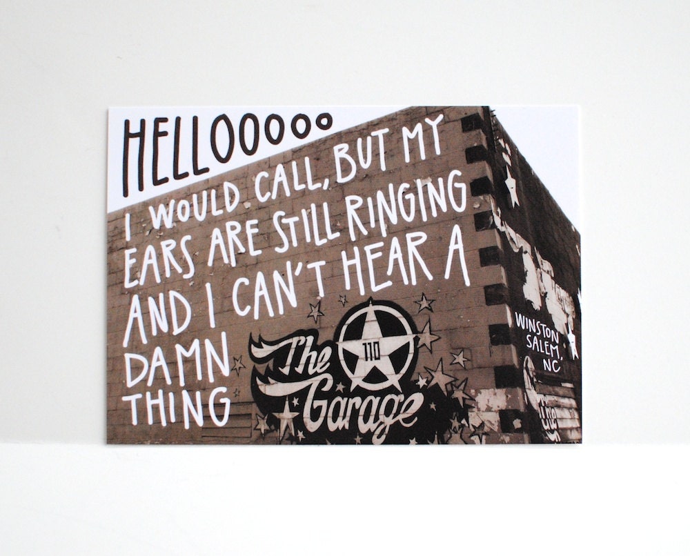 SALE Winston Salem Postcard, The Garage, Hand Lettered, North Carolina, City Photography, Urban Photo, Music Venue, WSNC, Single