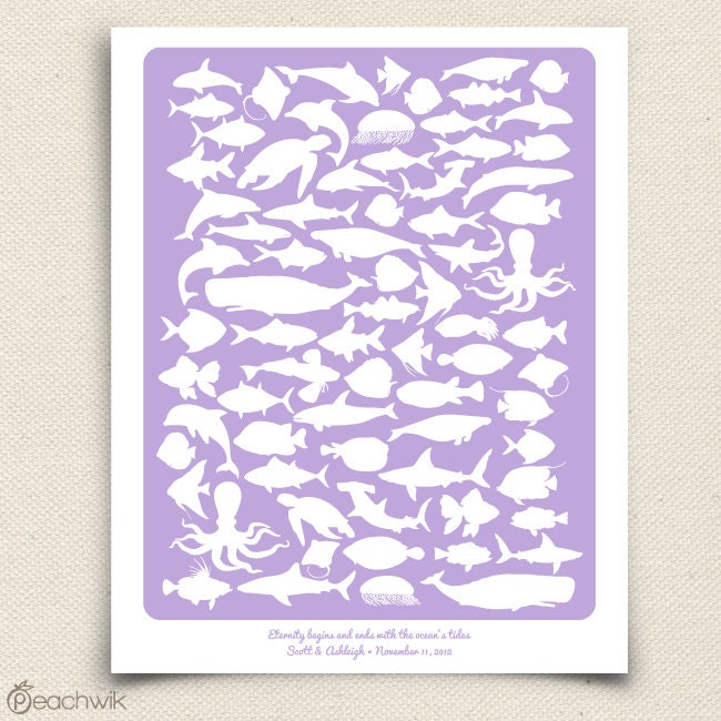 Unique Guest Book - The Beachwik - A Peachwik Interactive Art Print - 75 guest sign in - Destination, Beach & Ocean Weddings