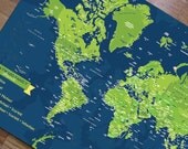 World Map Mounted on Foam Board, Detailed Map,16X20 Inches, World Travel, Honeymoon, Vacation Art, Travel Map