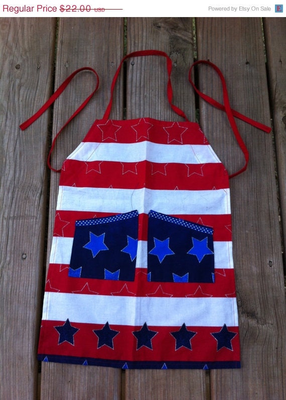 SALE Girls Stars and Stripes Full Apron (size 3)