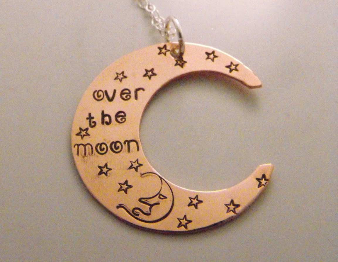 Over the Moon Hand Stamped Necklace