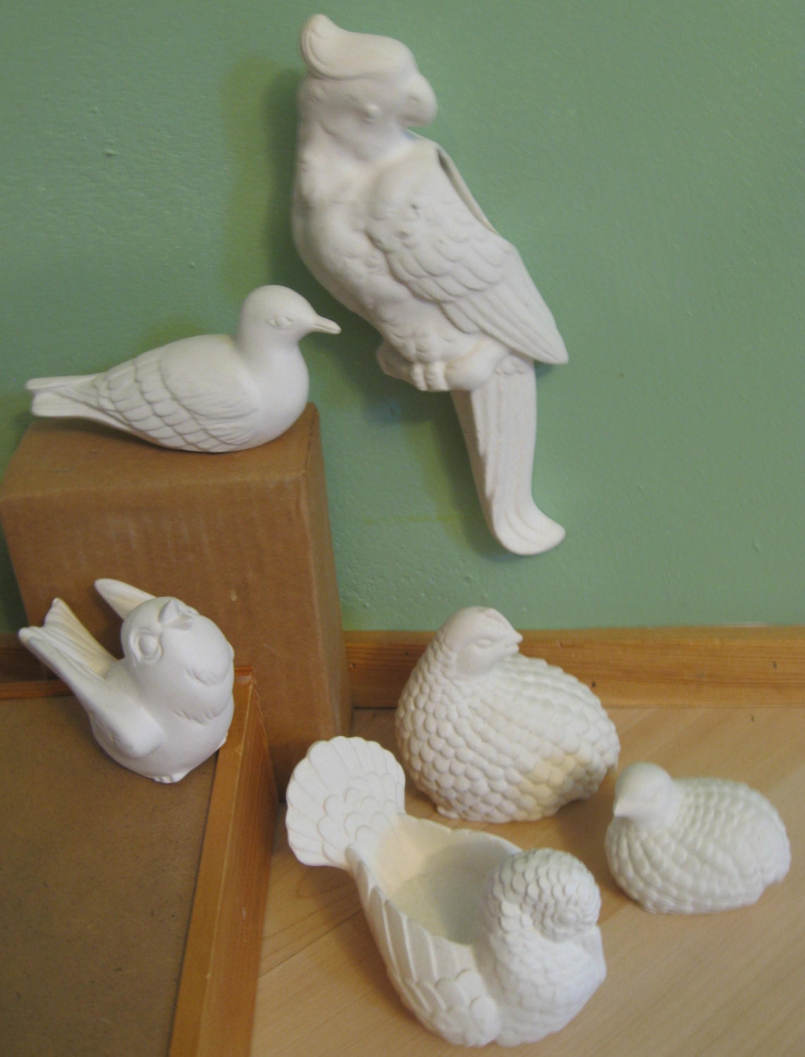 Birds Ceramic Bisque Pottery  Collection of Birds Home Decor Ready to Paint Craft Supplies