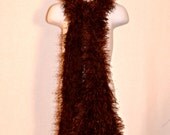 Brown Knit Fuzzy Scarf