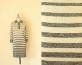 vintage 1960s dress / 60s metallic knit striped dress / size small