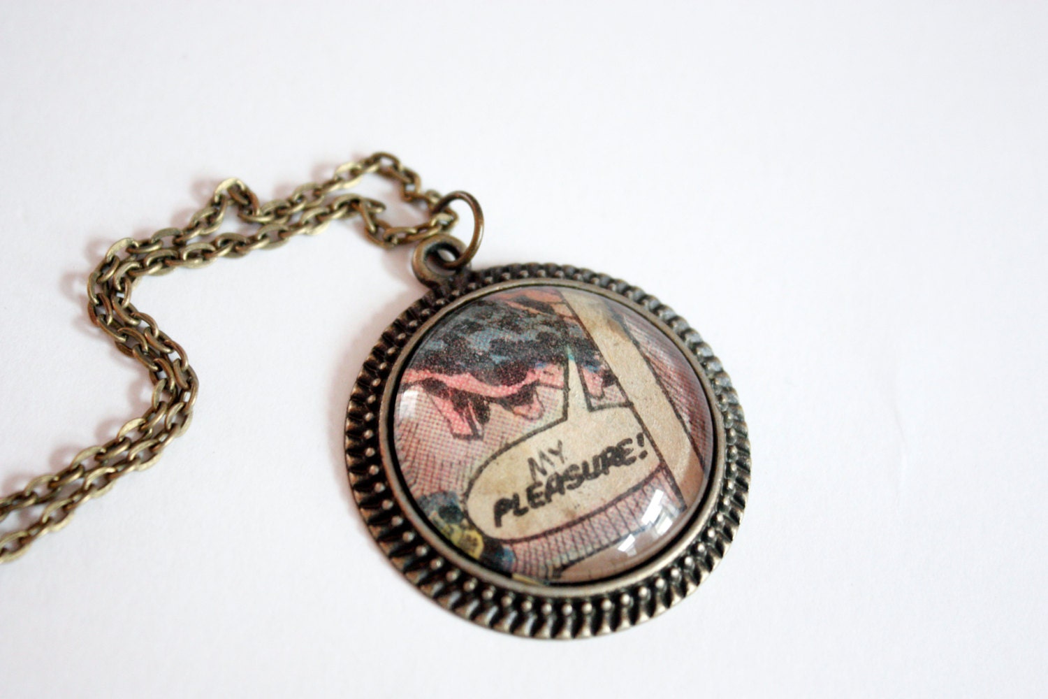 MY PLEASURE Recycled vintage comic book necklace