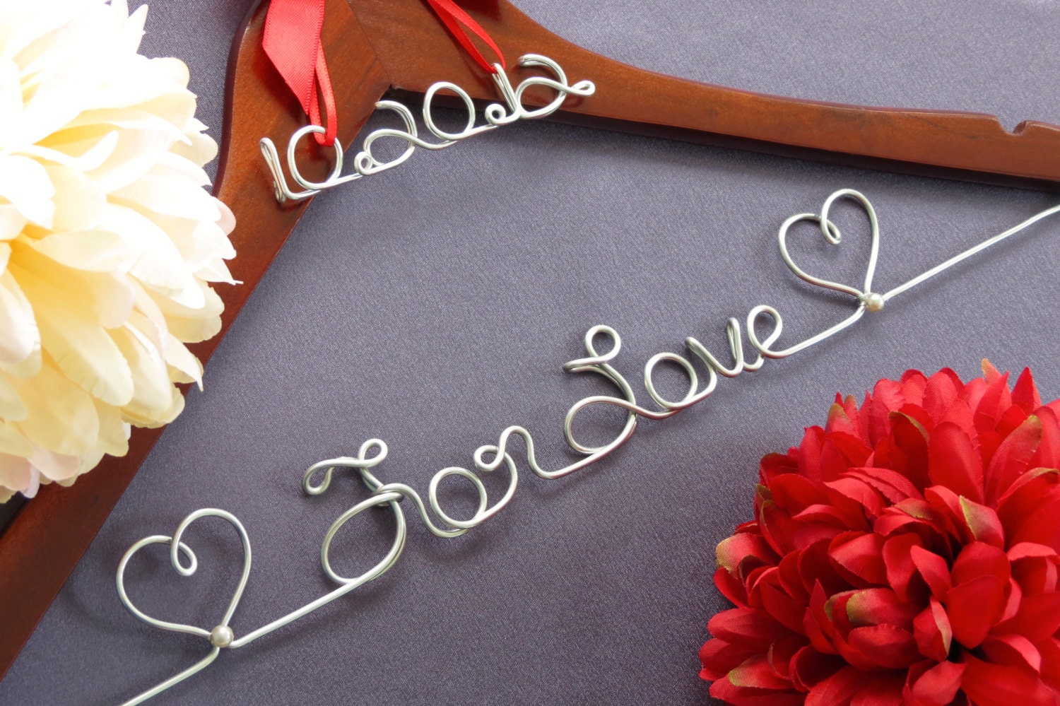 Wedding Dress Hanger with Date Charm, Wedding Date, Bride Hanger, Wedding Gift