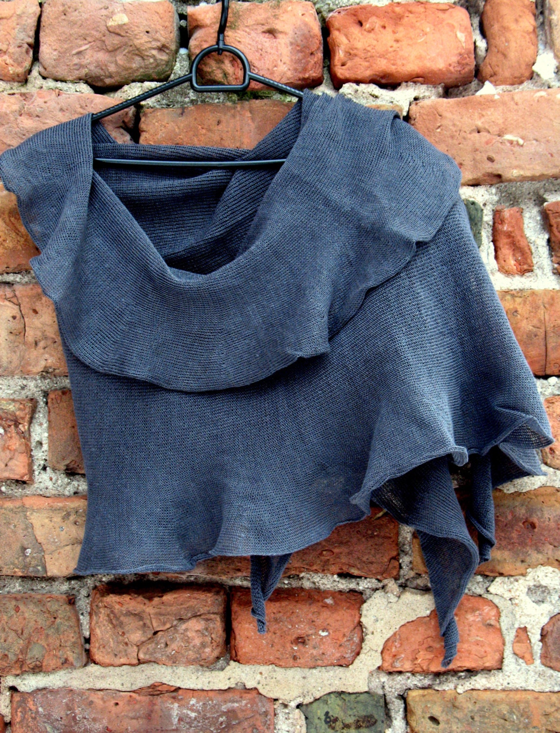 Asphalt Gray Linen Scarf Shawl Wrap Stole, Light