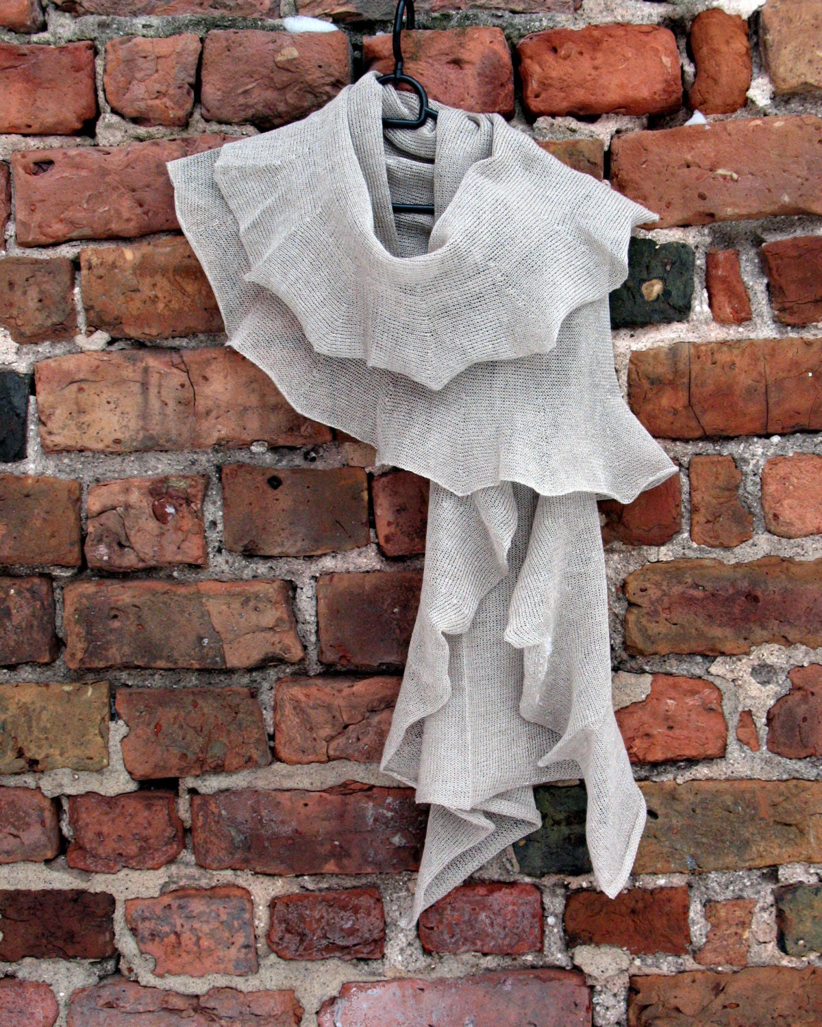 Gray Linen Scarf Shawl Wrap Stole, Light