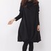 Pile collar cotton dress in black