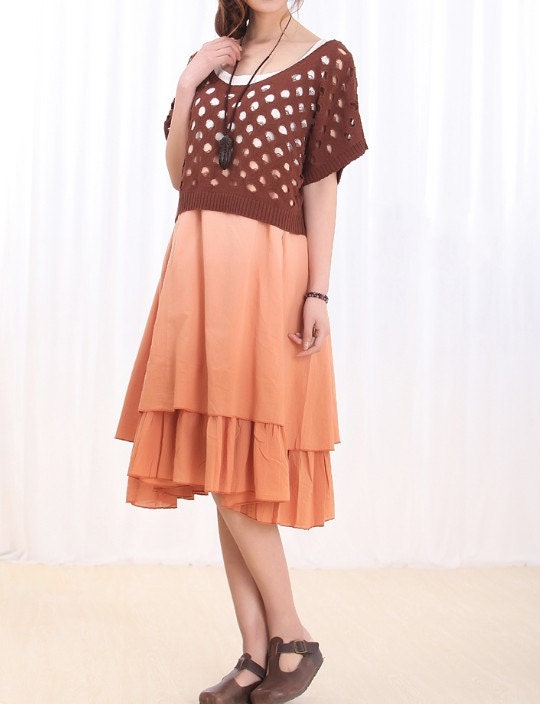 Chic round Collar short blouse Coat Have Small hole decoration