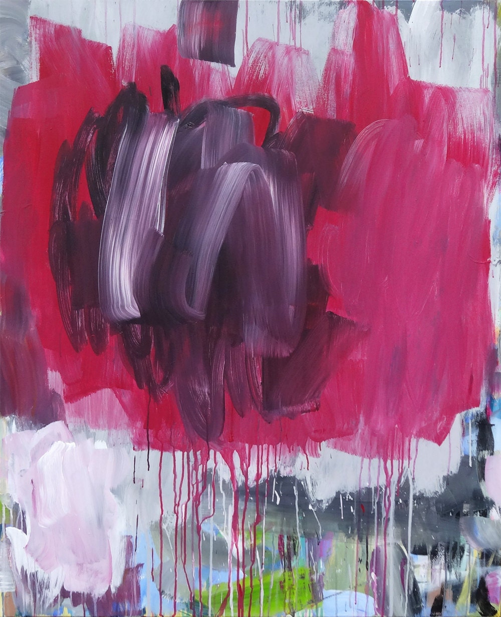 FREE SHIPPING -  Difficulty in growing roses - Original abstract painting, acrylic, canvas, large, 40x47