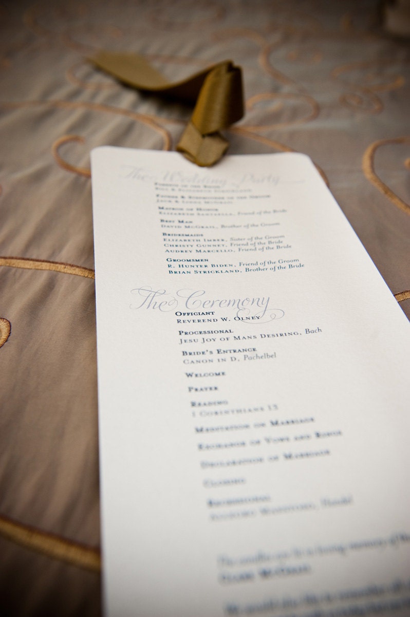 Printable Wedding Program -- Calligraphy Simple Modern Script -- pompdesigns