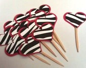Valentine Cupcake Toppers- Zebra Heart with Red Il_170x135