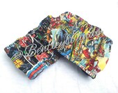 Set of 2 Comic Strip Super Heros u pick size  male dog diapers belly bands with elastic sides