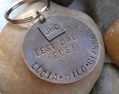 Best DAD ever hand stamped personalized key chain Father's Day gifts