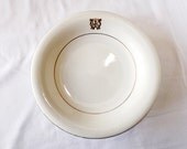Antique Copeland Spode monogrammed cake stand, white and gold