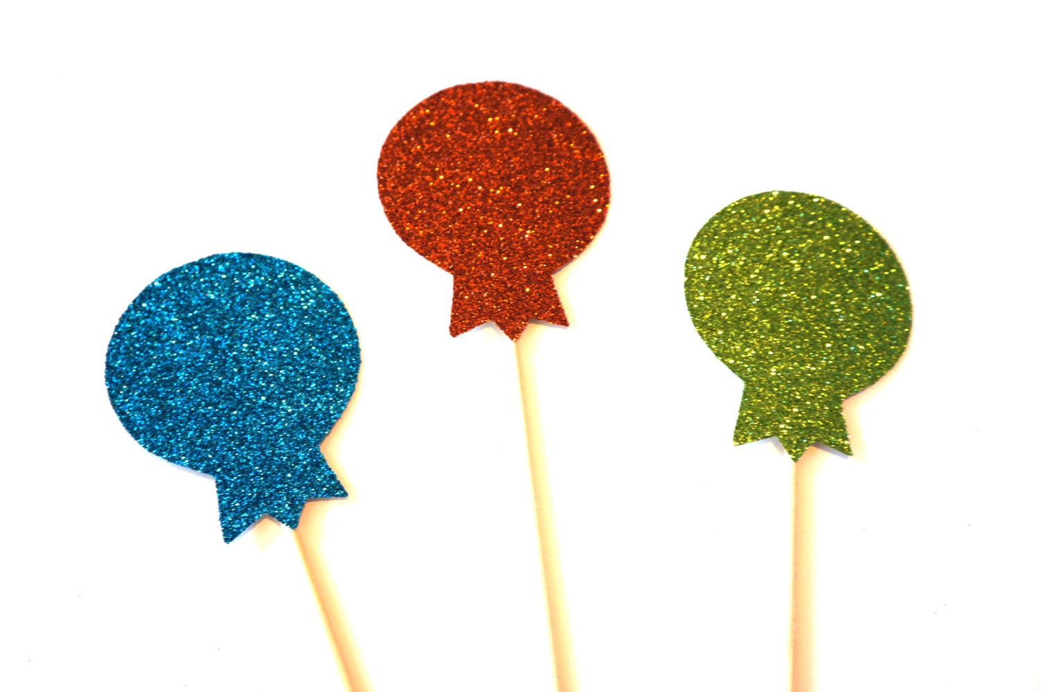 Photo Booth Props - Set of 3 GLITTER Lollipops - Aqua, Orange, and Lime - GLITTER Photobooth Props