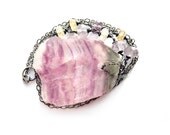 Fluorite Druzy Necklace - Citrine & Fluorite Briolettes - Sterling Silver - Pastel Purple Pink Green - Geode Necklace - Tribal Woodland Boho