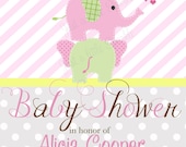 Elephant Baby Shower Invitation, DIY, You Print, Baby Shower Invitations, Elephant Baby Shower Invite