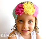 Matching Custom Birthday Headband Shabby Rose Baby  and Girls Headband