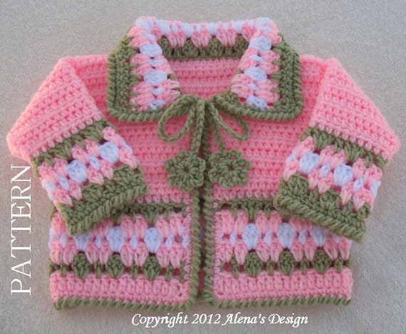 PDF Instant Download - Crochet Pattern 045 - Blossom Baby Jacket - 3, 6, 12, 24 months