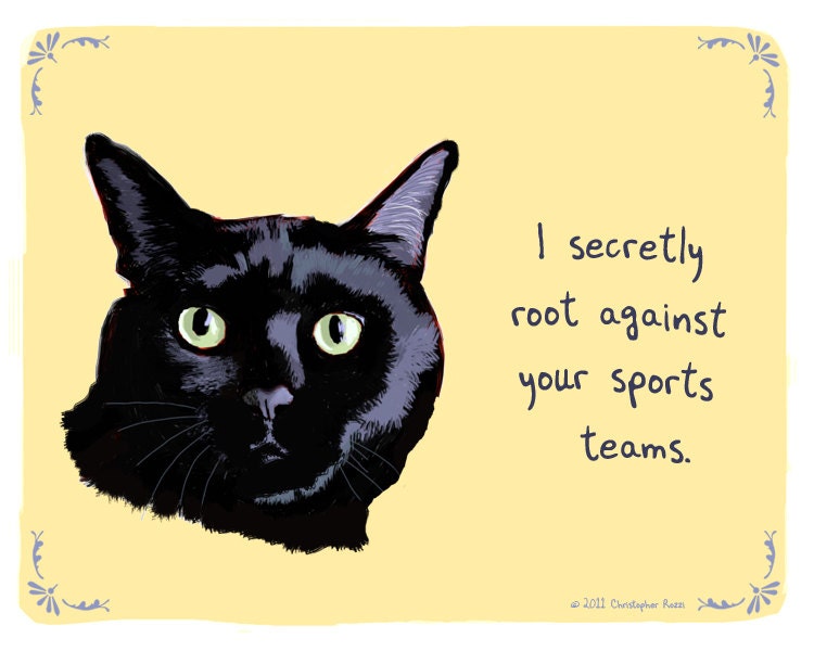 Black Cat 8x10 Print of Original Painting with phrase