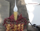 Lighted Arrangement - Basket with Electric Candle and Burgundy Pip Berries