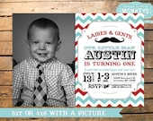 Vintage Little Man Mustache Bash, Moustache Bash or Barber Shop Invitation