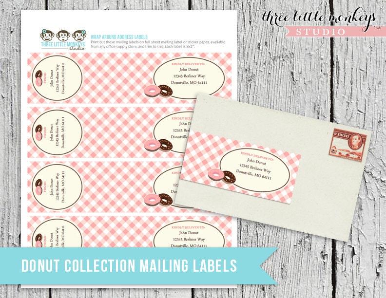 Donut Shop Collection Wrap Around Mailing Labels Il_570xn