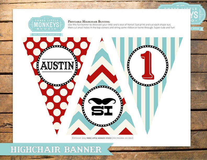 Little Man Mustache Highchair High Chair Banner Bunting Il_570xn
